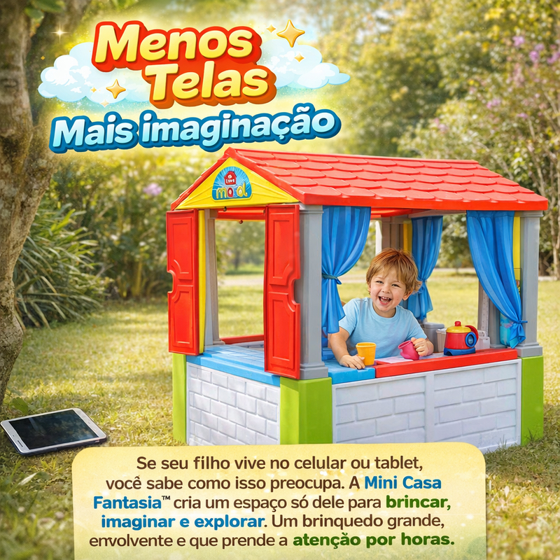 Casinha Infantil Grande com Porta e Janelas | Brinquedo Educativo Criança | Fácil Montagem | Mini Casa Fantasia