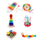 Brinquedos Educativos Montessori de Madeira - Labirinto de Fios com Bolas, Rampa de Montanha Russa e Ábaco para Crianças