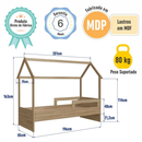 Cama Infantil Montessoriana Casinha Menino Menina Solteiro com Proteção Lateral Aveiro